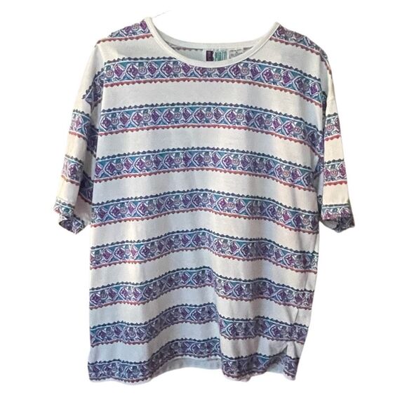 Vintage 90’s Bold Spirit size M boxy Aztec striped boho oversized top. - Picture 1 of 7